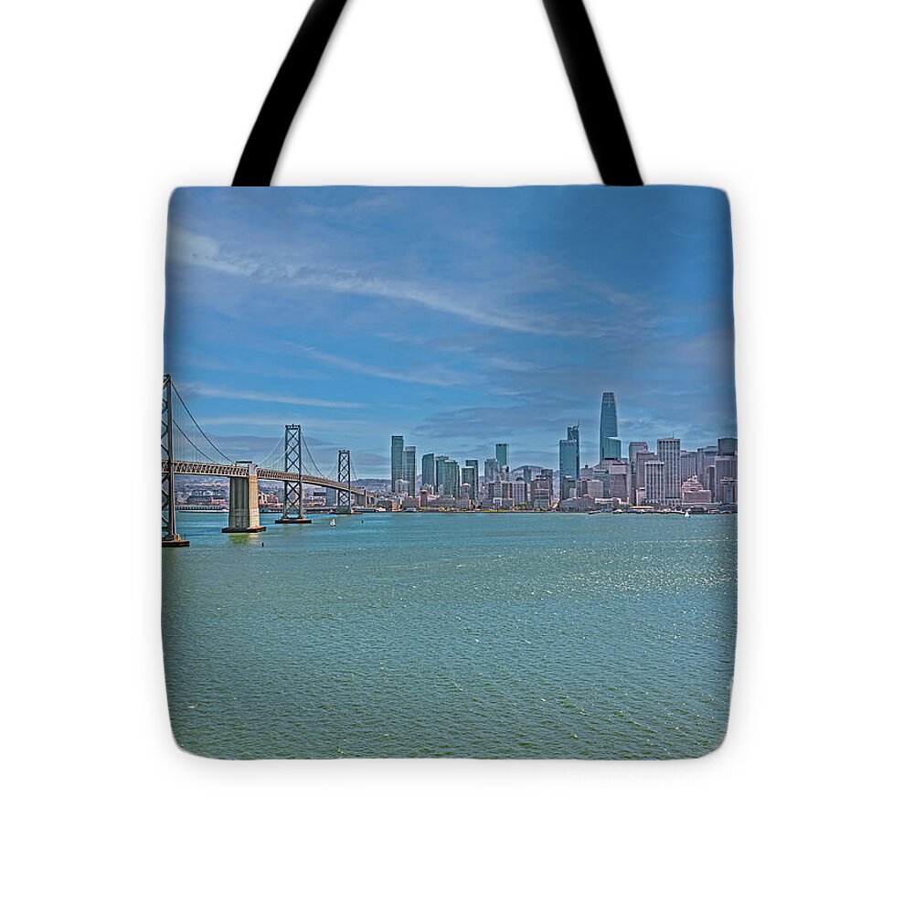 Oakland Bay Bridge and San Francisco Cityscape - Tote Bag
