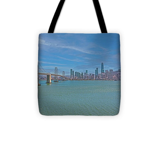 Oakland Bay Bridge and San Francisco Cityscape - Tote Bag