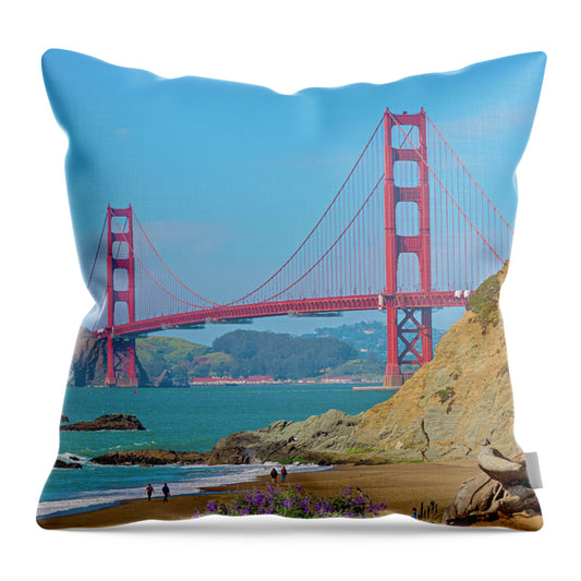 San Francisco Golden Gate at Baker Beach - Throw Pillow