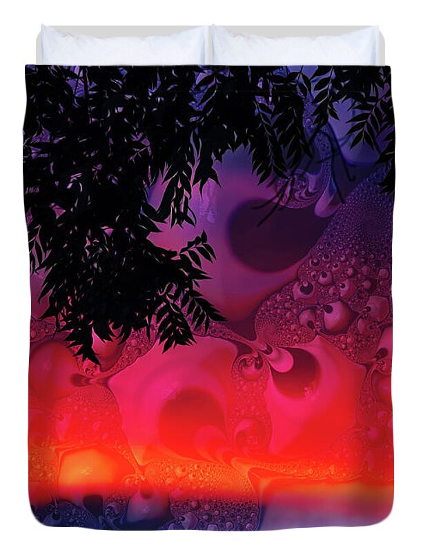 Silhouette Leaves and Nature Abstract - Duvet Cover