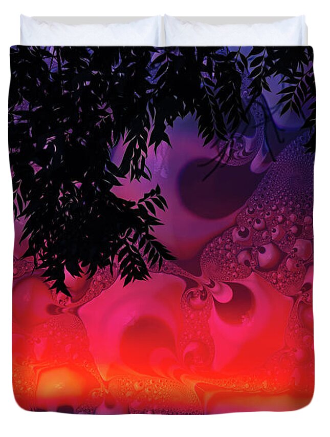 Silhouette Leaves and Nature Abstract - Duvet Cover