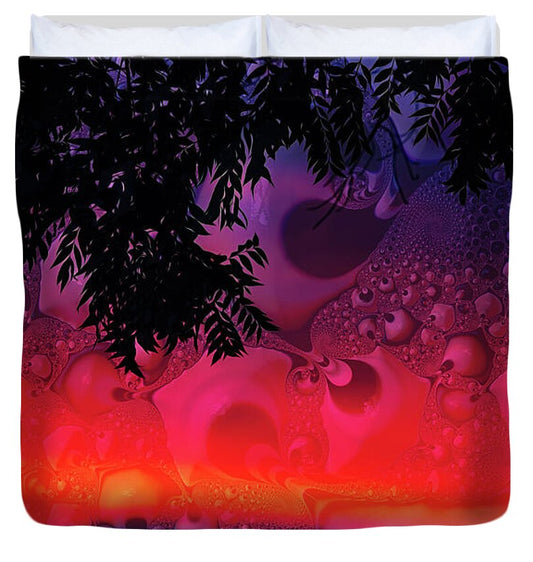 Silhouette Leaves and Nature Abstract - Duvet Cover