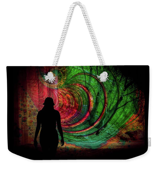Silhouette of a Woman and Spirals of art - Weekender Tote Bag