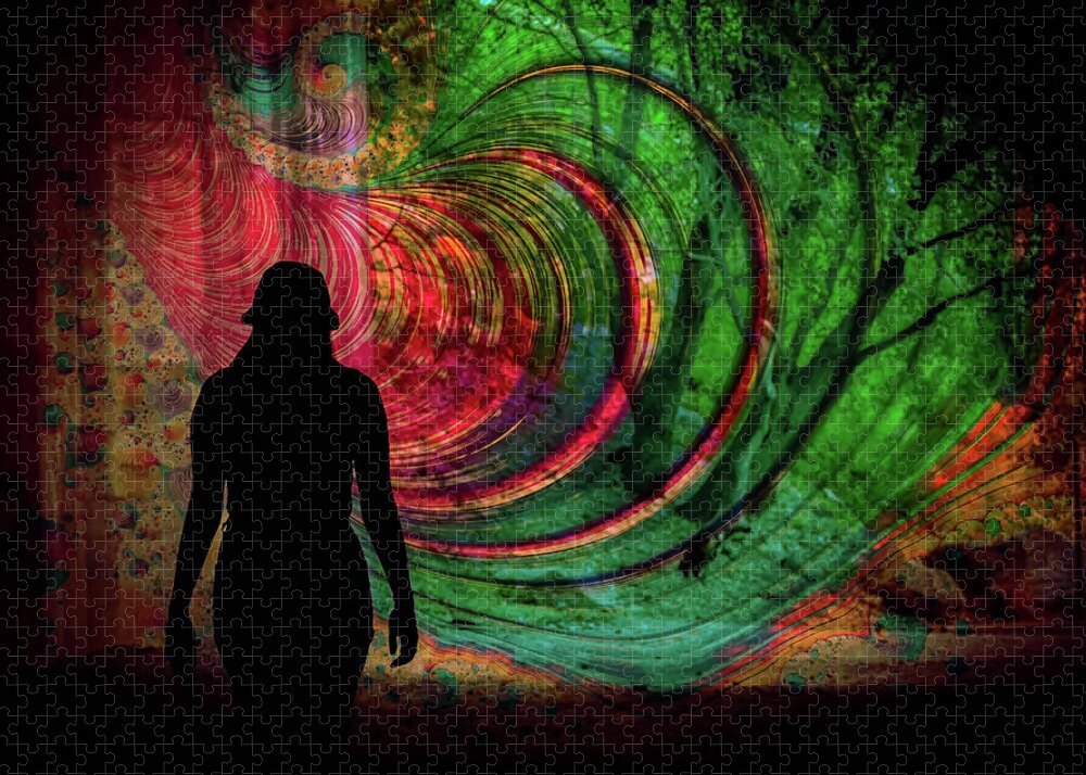 Silhouette of a Woman and Spirals of art - Puzzle