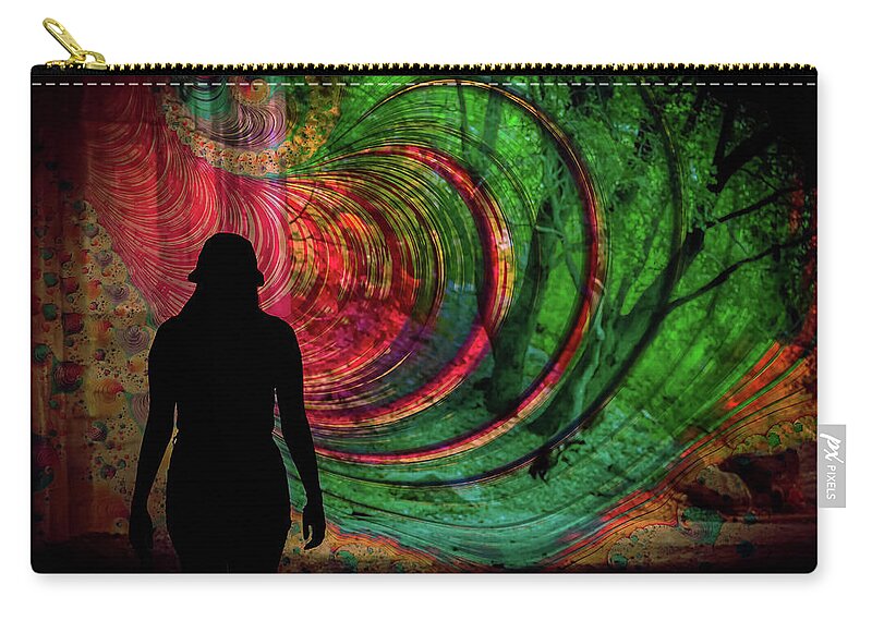 Silhouette of a Woman and Spirals of art - Zip Pouch