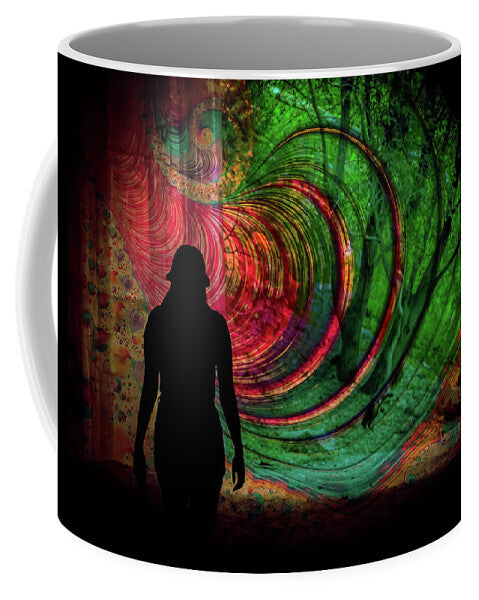 Silhouette of a Woman and Spirals of art - Mug