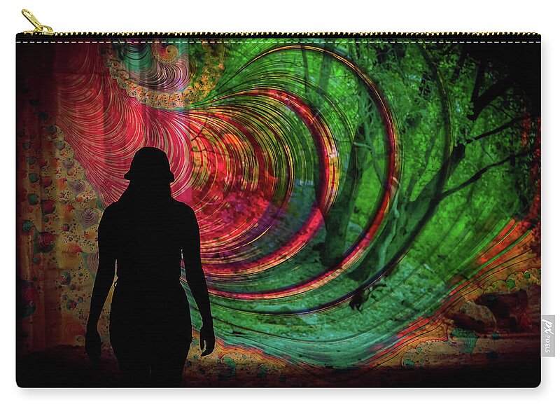 Silhouette of a Woman and Spirals of art - Zip Pouch
