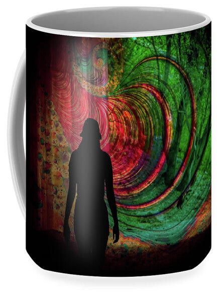 Silhouette of a Woman and Spirals of art - Mug