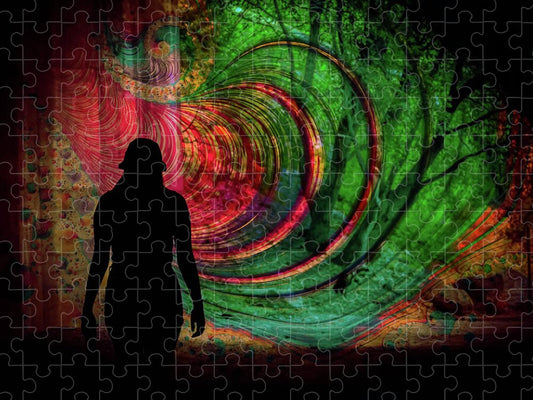Silhouette of a Woman and Spirals of art - Puzzle