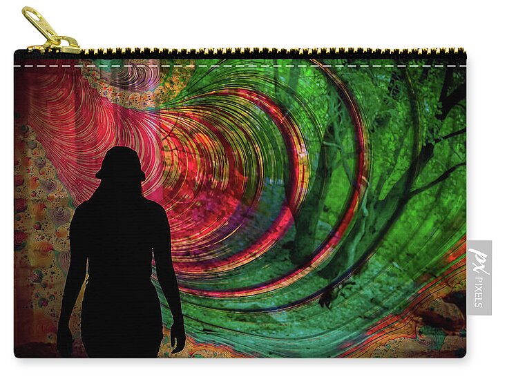 Silhouette of a Woman and Spirals of art - Zip Pouch