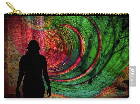 Silhouette of a Woman and Spirals of art - Zip Pouch
