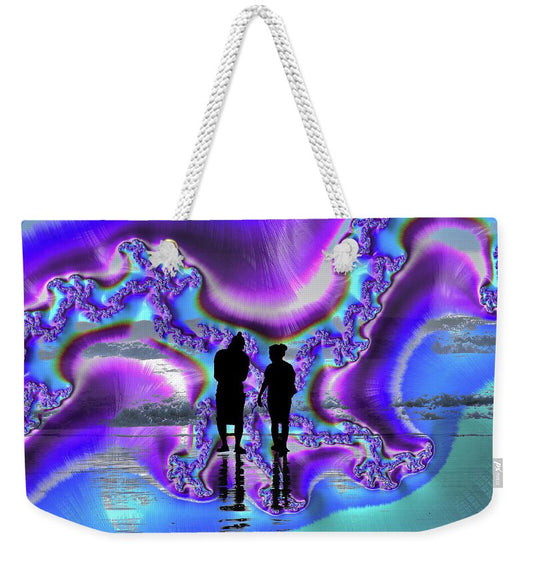 Silhouette of Couple in the Beach Artistic Image - Weekender Tote Bag