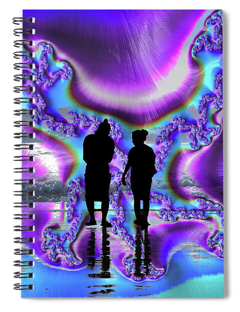 Silhouette of Couple in the Beach Artistic Image - Spiral Notebook