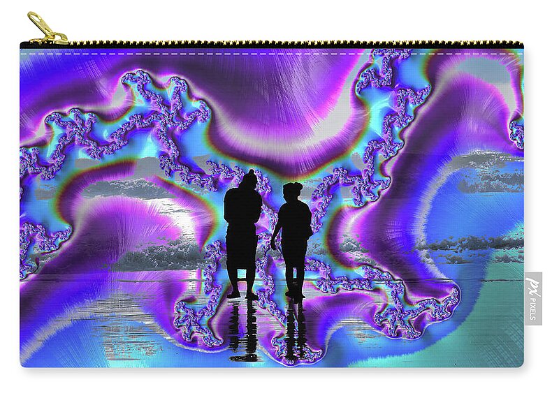 Silhouette of Couple in the Beach Artistic Image - Zip Pouch