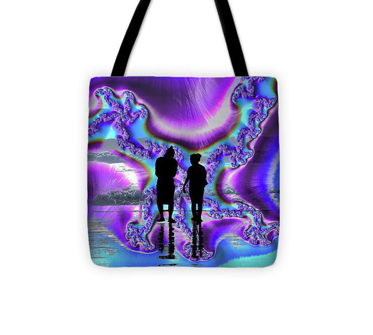 Silhouette of Couple in the Beach Artistic Image - Tote Bag