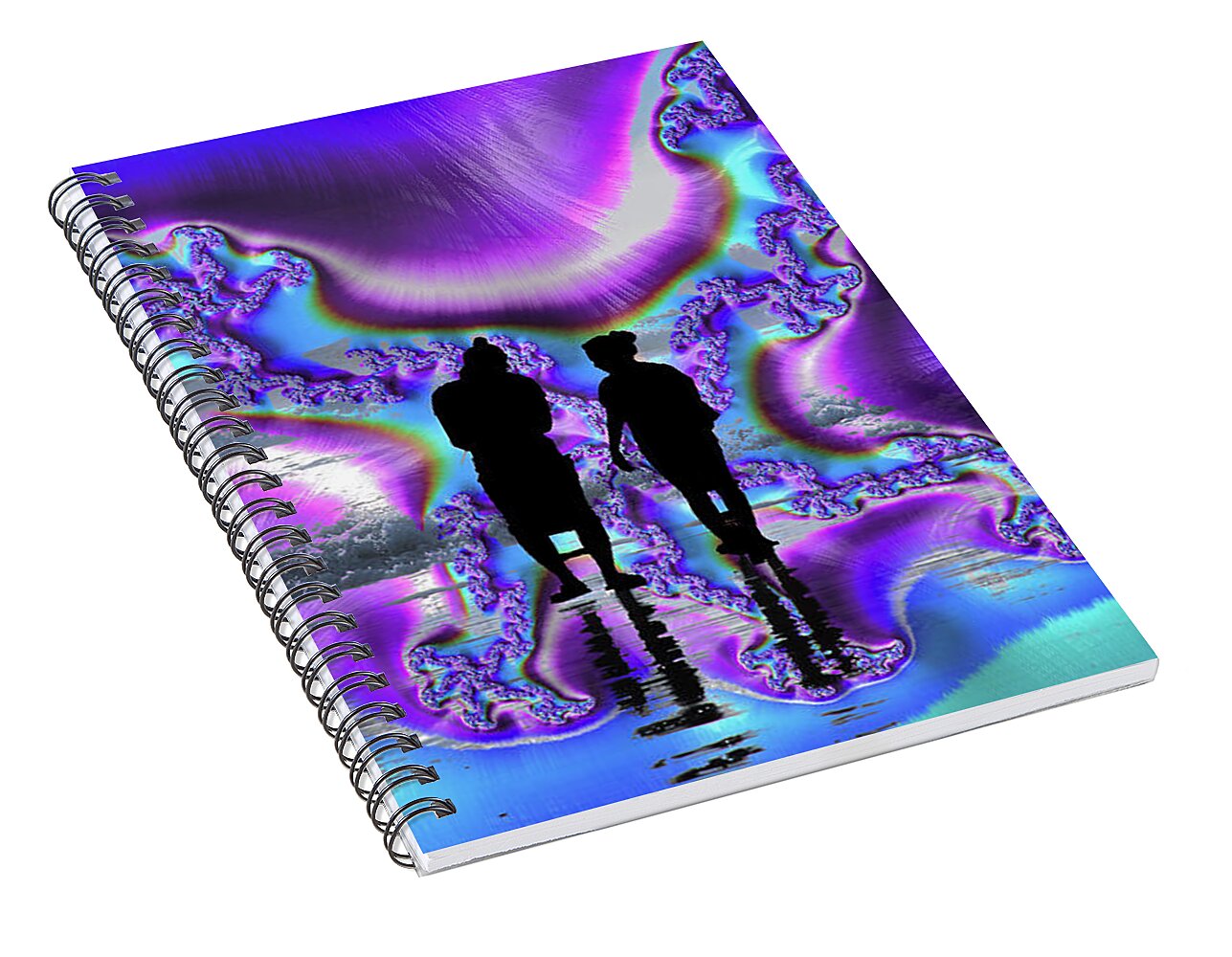 Silhouette of Couple in the Beach Artistic Image - Spiral Notebook