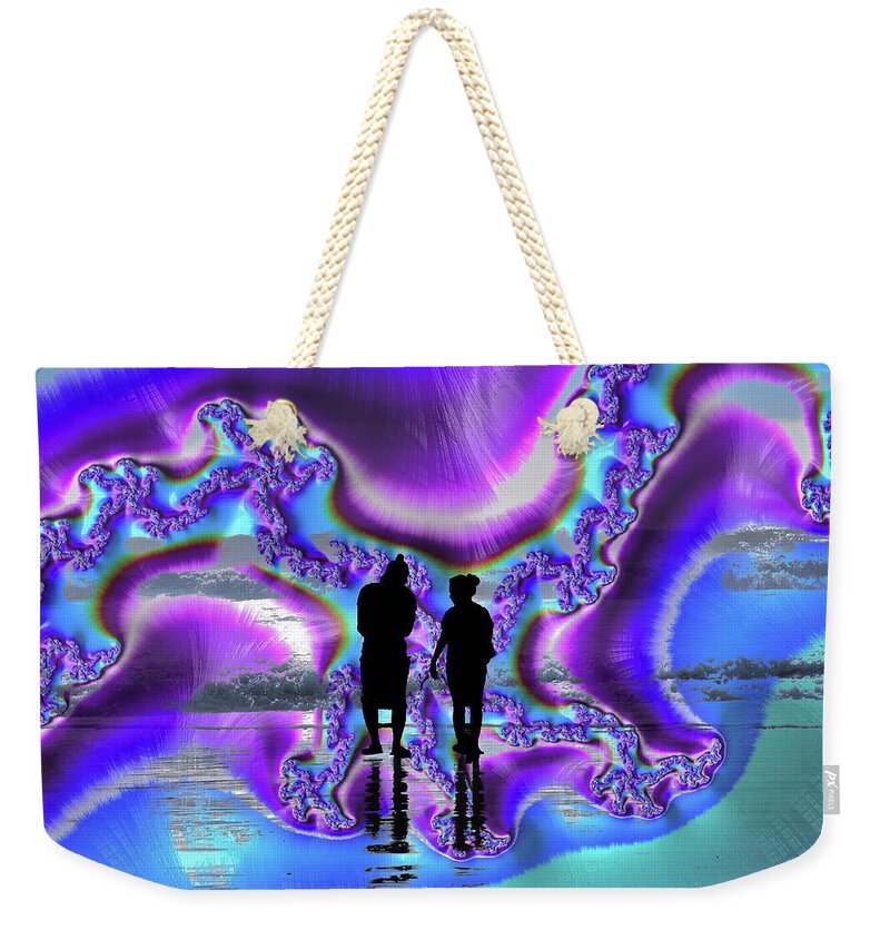 Silhouette of Couple in the Beach Artistic Image - Weekender Tote Bag
