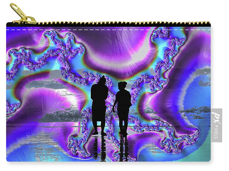 Silhouette of Couple in the Beach Artistic Image - Zip Pouch