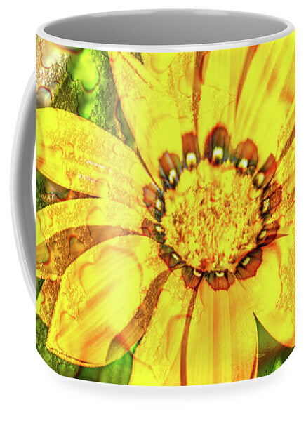 Single Yellow Flower with Waterdrops Overlay - Mug