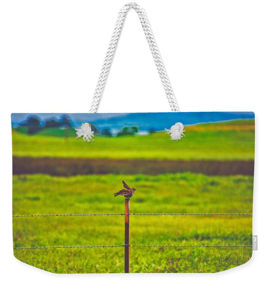 Small Bird Ready for take off Landscape - Weekender Tote Bag