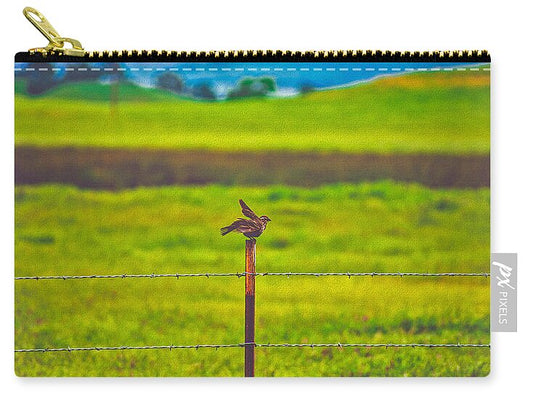 Small Bird Ready for take off Landscape - Zip Pouch