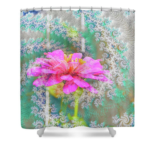 Snowy Magenta Flower Abstract - Shower Curtain