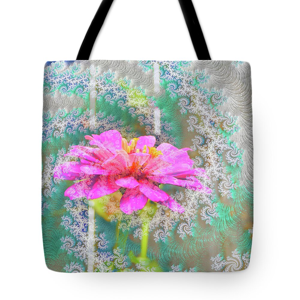 Snowy Magenta Flower Abstract - Tote Bag