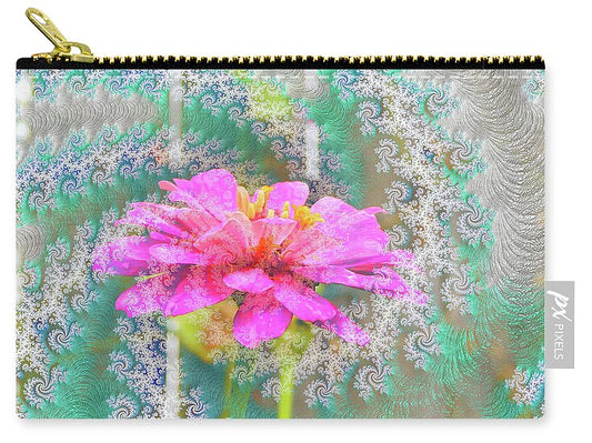 Snowy Magenta Flower Abstract - Zip Pouch
