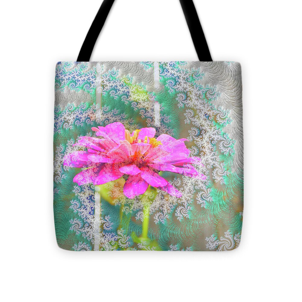 Snowy Magenta Flower Abstract - Tote Bag