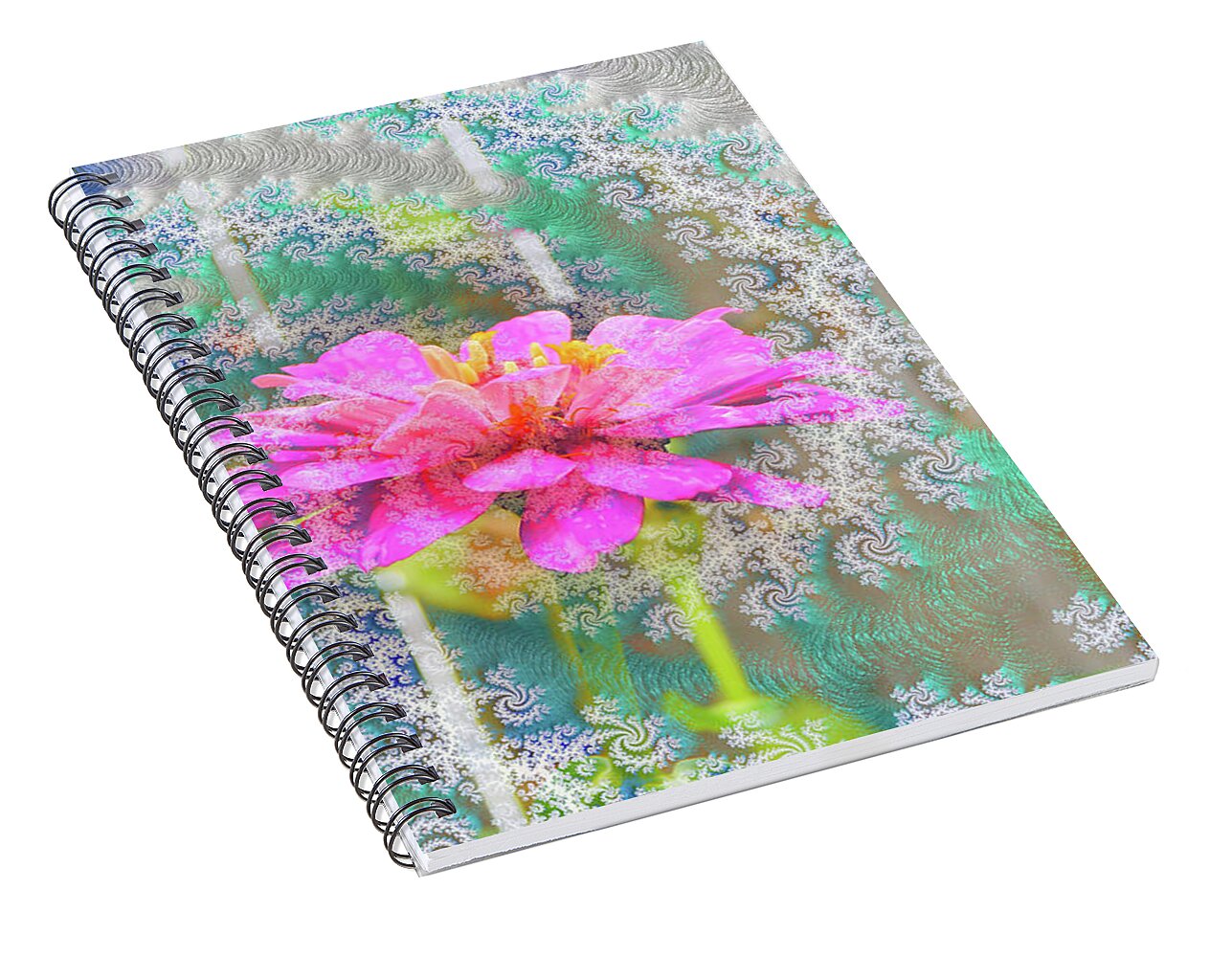 Snowy Magenta Flower Abstract - Spiral Notebook