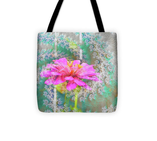 Snowy Magenta Flower Abstract - Tote Bag