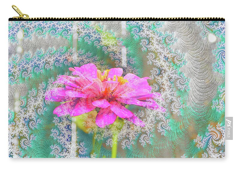 Snowy Magenta Flower Abstract - Zip Pouch