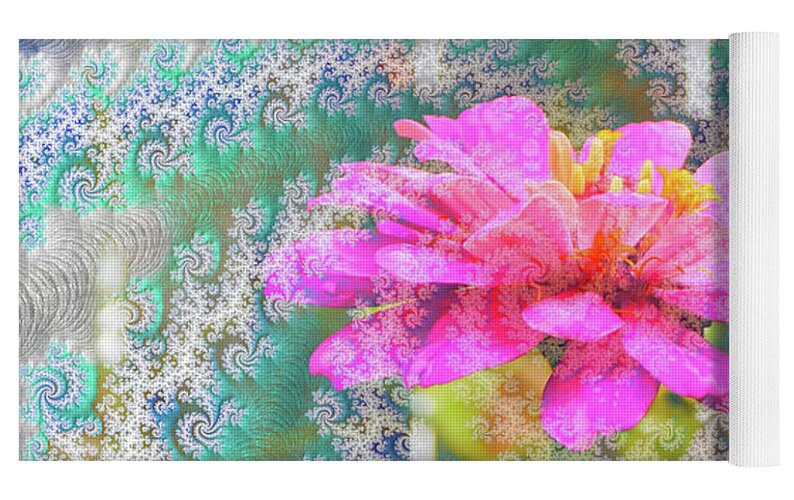 Snowy Magenta Flower Abstract - Yoga Mat