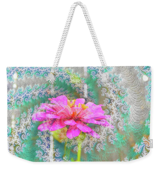 Snowy Magenta Flower Abstract - Weekender Tote Bag
