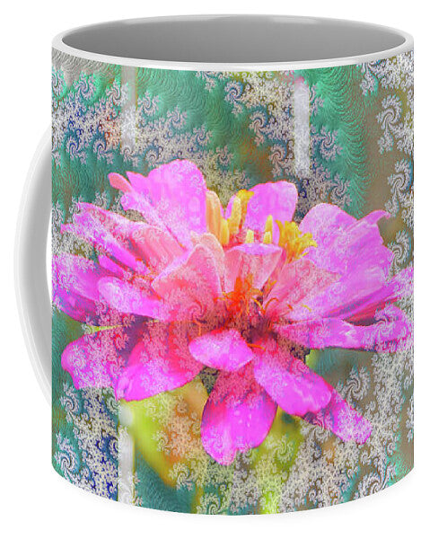 Snowy Magenta Flower Abstract - Mug