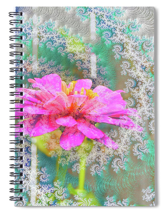 Snowy Magenta Flower Abstract - Spiral Notebook