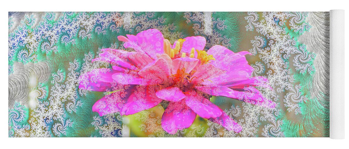 Snowy Magenta Flower Abstract - Yoga Mat
