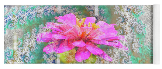 Snowy Magenta Flower Abstract - Yoga Mat