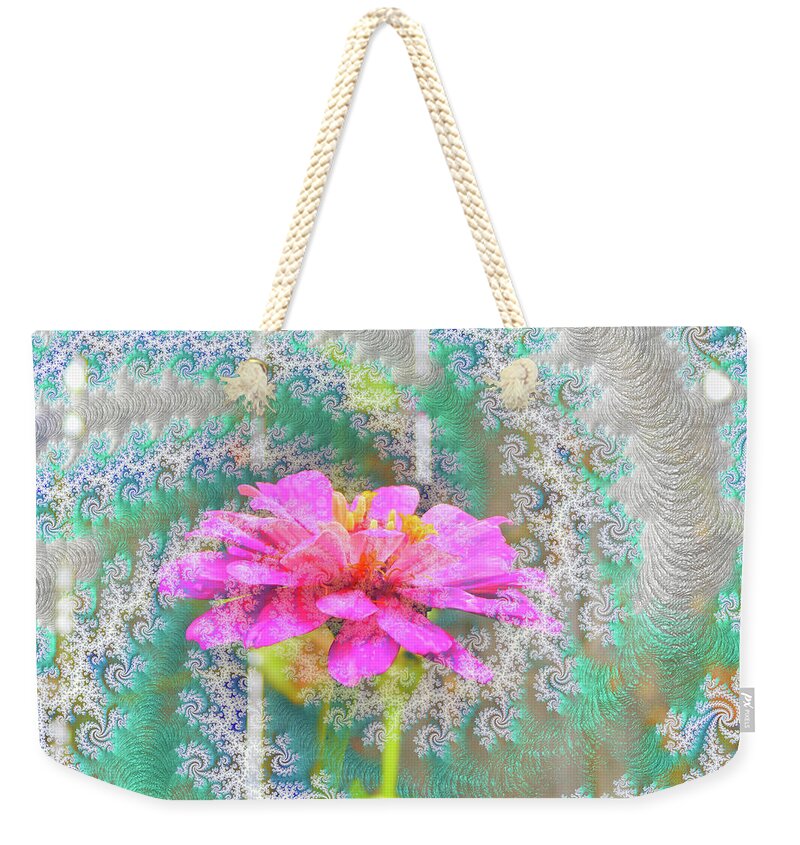 Snowy Magenta Flower Abstract - Weekender Tote Bag