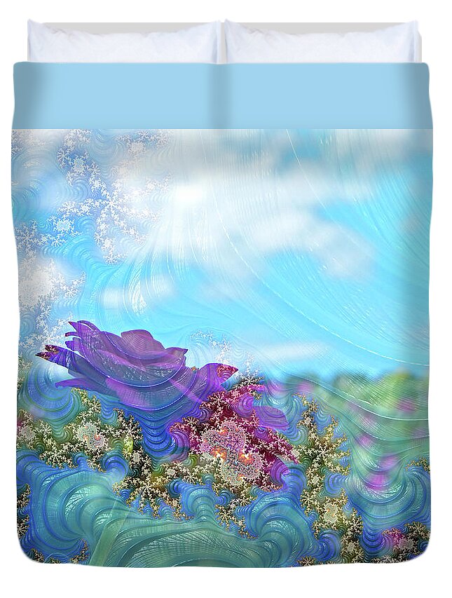 Soft Design Of a Flower Garden - Duvet Cover