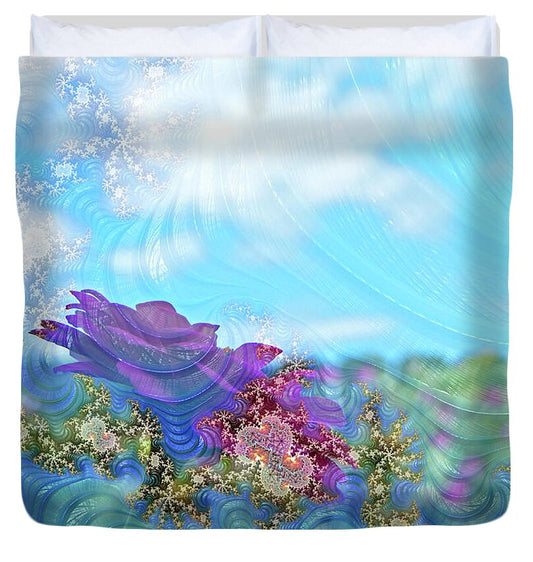 Soft Design Of a Flower Garden - Duvet Cover