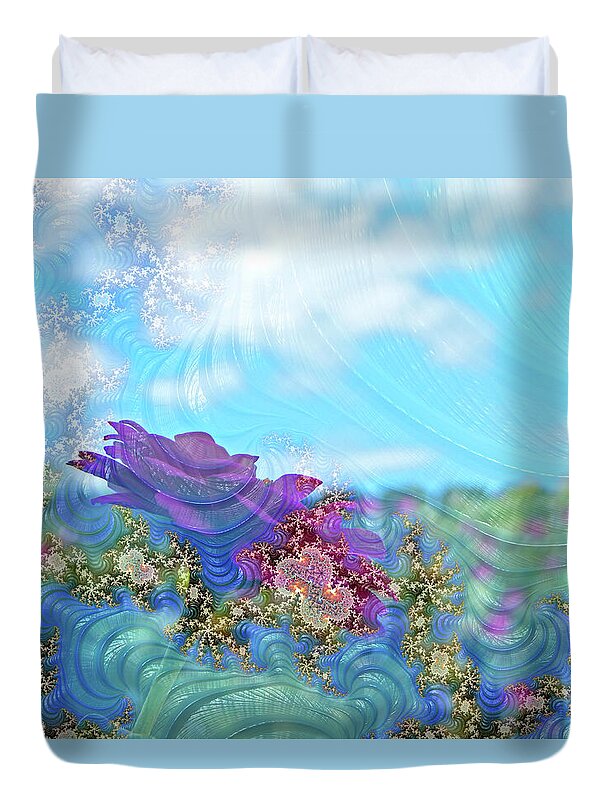 Soft Design Of a Flower Garden - Duvet Cover