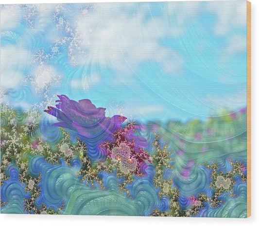 Soft Design Of a Flower Garden - Wood Print