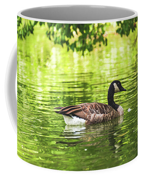 Solitary Goose on Tranquil Pond - Mug