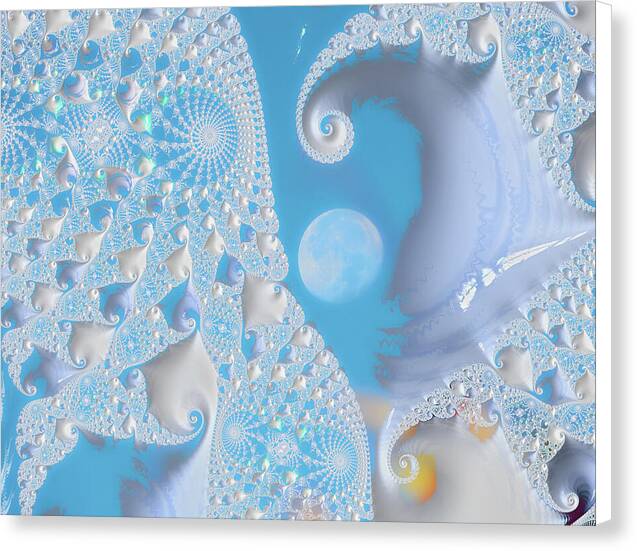 Sophisticated Spirals of White into the Moon and Sky - Canvas Print