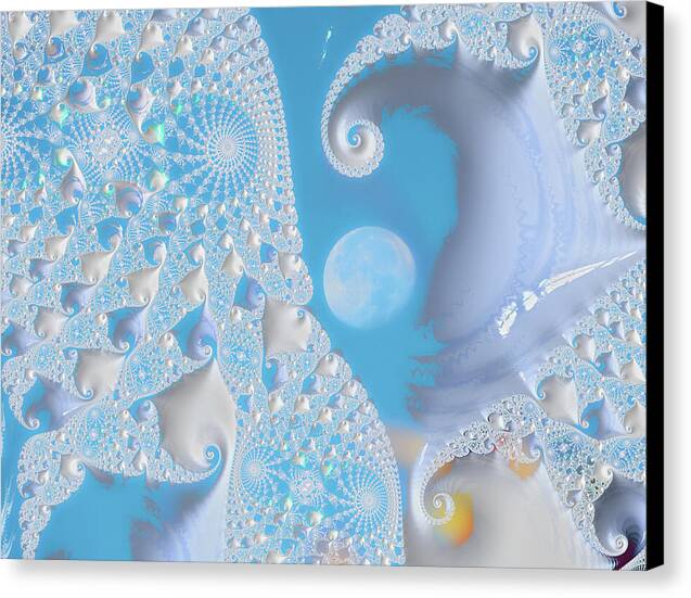 Sophisticated Spirals of White into the Moon and Sky - Canvas Print