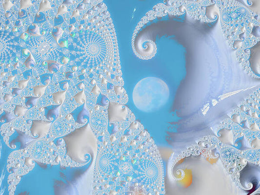 Sophisticated Spirals of White into the Moon and Sky - Art Print