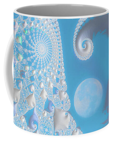 Sophisticated Spirals of White into the Moon and Sky - Mug