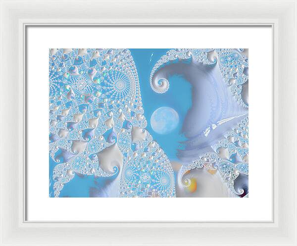 Sophisticated Spirals of White into the Moon and Sky - Framed Print