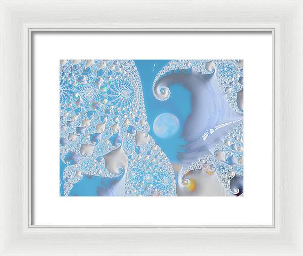 Sophisticated Spirals of White into the Moon and Sky - Framed Print